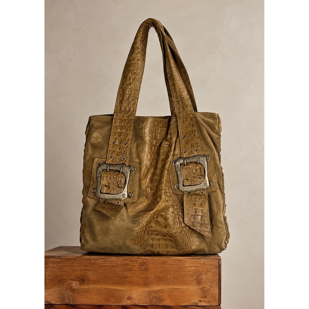Anat Marin DD Addore Large Tote Pure Shoulder Bag Crocodile Brown Buckle Y2K USA